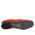 Woman's mocassin in brick red suede with accessory and elastic band heel 2 - Available sizes:  43, 44, 45