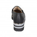Woman's mocassin with accessory in black leather wedge heel 4 - Available sizes:  43, 45, 46