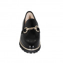 Woman's loafer with accessory in black patent leather heel 3 - Available sizes:  43