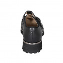 Scarpa accollata da donna con cinturino charleston con fibbia e puntale in pelle nera tacco 3 - Misure disponibili: 33