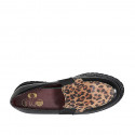 Woman's loafer with elastic bands and removable insole in black patent leather and spotted suede heel 3 - Available sizes:  32