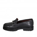 Woman's mocassin with removable insole and accessory in black leather heel 3 - Available sizes:  32, 33, 44, 46
