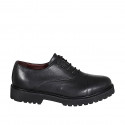 Scarpa Oxford stringata da donna in pelle nera con puntale tacco 3 - Misure disponibili: 32, 33