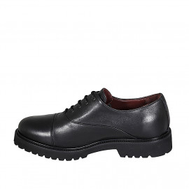 Zapato Oxford con cordones, puntera para mujer en piel negra tacon 3 - Tallas disponibles:  32, 33 2