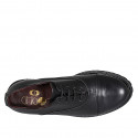 Zapato Oxford con cordones, puntera para mujer en piel negra tacon 3 - Tallas disponibles:  32, 33