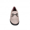 Woman's mocassin with accessory in taupe suede heel 3 - Available sizes:  32, 42, 43, 45