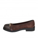 Ballerine avec accessoire et bout droit pour femmes en daim et cuir marron talon 3 - Pointures disponibles:  32, 43, 44
