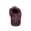 Ballerine avec accessoire et bout droit pour femmes en daim et cuir marron talon 3 - Pointures disponibles:  32, 43, 44
