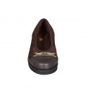Ballerine avec accessoire et bout droit pour femmes en daim et cuir marron talon 3 - Pointures disponibles:  32, 43, 44