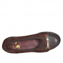 Woman's ballerina with accessory and captoe in brown suede and leather heel 3 - Available sizes:  32, 43, 44