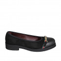 Woman's ballerina with accessory and captoe in black suede and leather heel 3 - Available sizes:  32, 33, 43