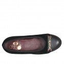 Bailarina para mujer en gamuza y piel negra con puntera y accesorio tacon 3 - Tallas disponibles:  32, 33, 43