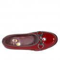 Woman's ballerina with accessory and captoe in maroon patent leather heel 3 - Available sizes:  32, 33, 43, 44