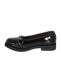 Woman's ballerina with accessory and captoe in black patent leather heel 3 - Available sizes:  32
