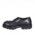 Chaussure derby à lacets pour femmes en cuir noir avec talon 3 - Pointures disponibles:  32, 42, 43, 44, 47