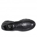 Scarpa stringata derby da donna in pelle nera con tacco 3 - Misure disponibili: 32, 42, 43, 44, 47