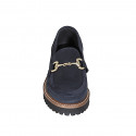 Mocassin pour femmes avec accessoire en daim bleu talon 3 - Pointures disponibles:  45
