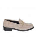 Woman's mocassin with accessory in dove grey suede heel 3 - Available sizes:  35, 42, 44
