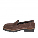 Mocassin pour femmes en daim marron talon 3 - Pointures disponibles:  45
