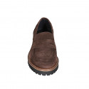 Woman's mocassin in brown suede heel 3 - Available sizes:  45