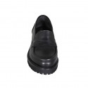 Mocassin pour femmes en cuir noir talon 3 - Pointures disponibles:  32, 35, 45