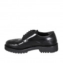 Chaussure derby avec lacets et bout golf pour femmes en cuir brossé noir talon 3 - Pointures disponibles:  32, 33, 35
