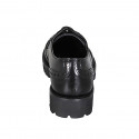 Chaussure derby avec lacets et bout golf pour femmes en cuir brossé noir talon 3 - Pointures disponibles:  32, 33, 35