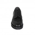 Zapato derby con cordones y punta de ala para mujer en piel cepillada negra tacon 3 - Tallas disponibles:  32, 33, 35