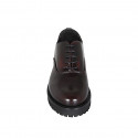 Scarpa stringata Oxford da donna in pelle abrasivata bordeaux tacco 3 - Misure disponibili: 32, 35, 44