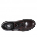 Zapato Oxford con cordones para mujer en piel cepillada granate tacon 3 - Tallas disponibles:  32, 35, 44