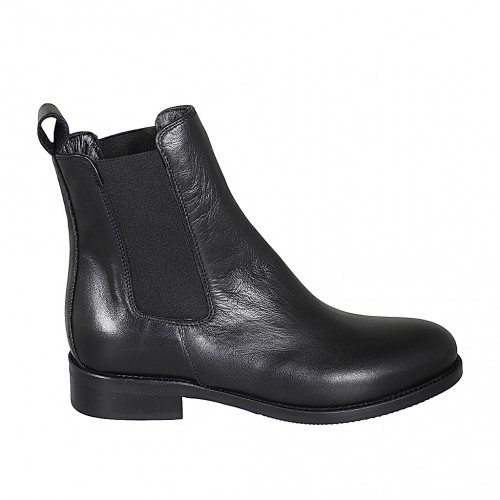 Stivaletto da donna in pelle nera con elastici tacco 3 - Misure disponibili: 35