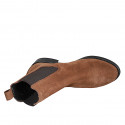 Bottines pour femmes avec élastiques en daim cognac talon 3 - Pointures disponibles:  32, 42, 43