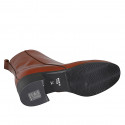 Stivaletto da donna con cerniera e punta squadrata in pelle color cuoio tacco 4 - Misure disponibili: 32, 35, 44