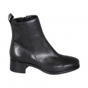 Bottine pour femmes en cuir noir avec fermeture éclair et bout carré talon 4 - Pointures disponibles:  35