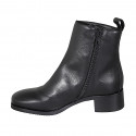 Botin para mujer en piel negra con cremallera y punta cuadrada tacon 4 - Tallas disponibles:  35