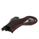 Woman's ankle boot with elastic bands in dark brown leather heel 5 - Available sizes:  44