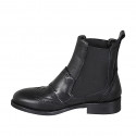 Botin para mujer con elasticos, doble monk strap y punta de ala en piel negra tacon 3 - Tallas disponibles:  32, 35, 44