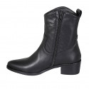 Stivaletto texano da donna con cerniera in pelle nera con tacco 5 - Misure disponibili: 32, 33
