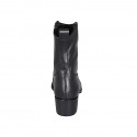 Woman's Texan ankle boot with zipper in black leather with heel 5 - Available sizes:  32, 33