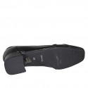 Mocasin con punta cuadrada y accesorio para mujer en piel negra tacon 4 - Tallas disponibles:  33, 43, 45