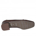 Woman's loafer with squared tip and accessory in brown leather heel 4 - Available sizes:  32, 33, 43, 44, 45