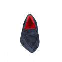 Mocasino a punta para mujer en gamuza azul con tacon 1 - Tallas disponibles:  34, 35, 42, 44, 45