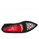 Woman's pointy loafer in black and spotted suede with heel 1 - Available sizes:  33, 35, 42, 43, 44, 45