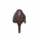 Woman's pump with rounded tip in brown leather heel 7 - Available sizes:  32, 33, 34, 35, 43, 44