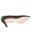 Woman's pump with rounded tip in brown leather heel 7 - Available sizes:  32, 33, 34, 35, 43, 44