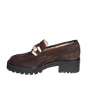 Mocassin pour femmes avec accessoire en daim marron avec talon 5 - Pointures disponibles:  43, 44, 45