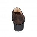 Mocassin pour femmes avec accessoire en daim marron avec talon 5 - Pointures disponibles:  43, 44, 45