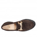Mocassin pour femmes avec accessoire en daim marron avec talon 5 - Pointures disponibles:  43, 44, 45