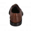 Men's derby laced shoe with captoe and elastics in cognac brown leather - Available sizes:  38, 46, 49, 51