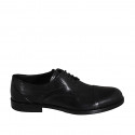 Scarpa derby stringata da uomo in pelle nera con puntale ed elastici - Misure disponibili: 37, 38, 48, 49, 50